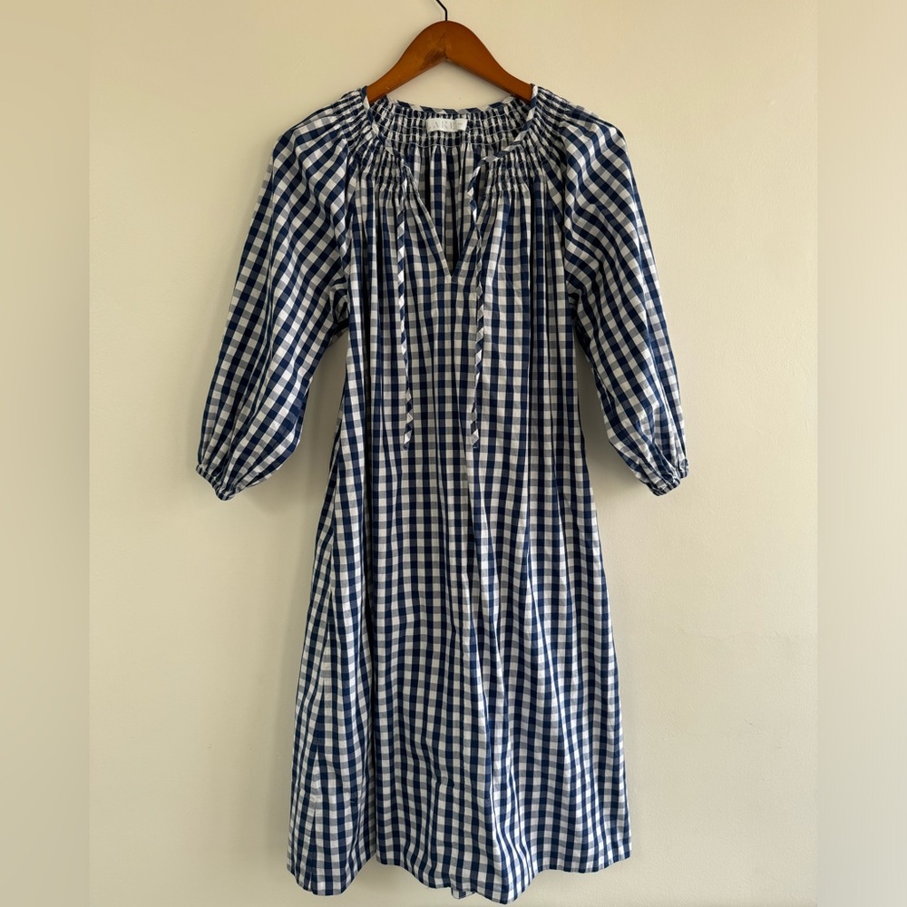 LAKE Hammock Midi Dress In Navy Gingham- Size XXS